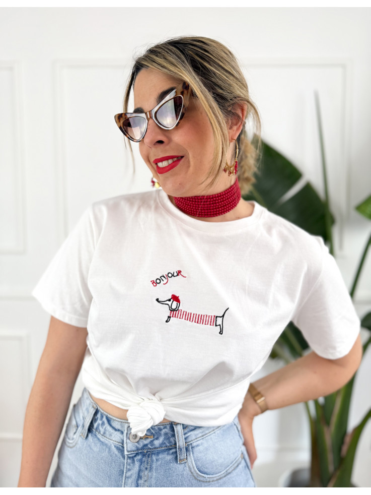 Camiseta Bonjour Rojo